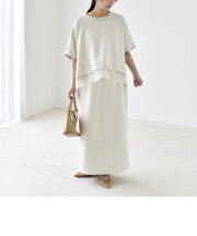 《予約》quaranciel:〈洗濯機可能〉裾デザイン プルオーバー & Iライン スカート セットアップ