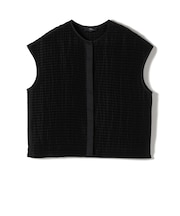 SHIPS Primary Navy Label:ラミー ピンタック フレンチスリーブ ブラウス