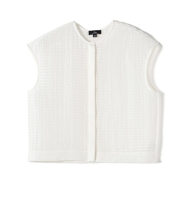 SHIPS Primary Navy Label:ラミー ピンタック フレンチスリーブ ブラウス