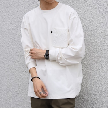【WEB限定】SHIPS any:〈撥水加工〉リラックス ナイロンポケット クルーネック Tシャツ(ロンT)◆