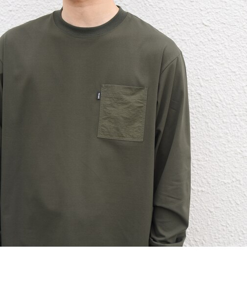 【WEB限定】SHIPS any:〈撥水加工〉リラックス ナイロンポケット クルーネック Tシャツ(ロンT)◆