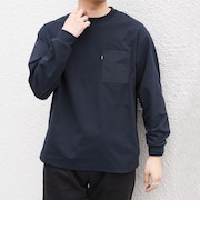 【WEB限定】SHIPS any:〈撥水加工〉リラックス ナイロンポケット クルーネック Tシャツ(ロンT)◆