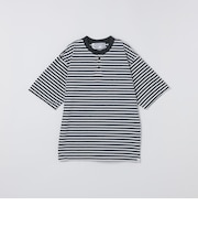 THYARD: COOLMAX(R) ボーダー ヘンリーネック Tシャツ