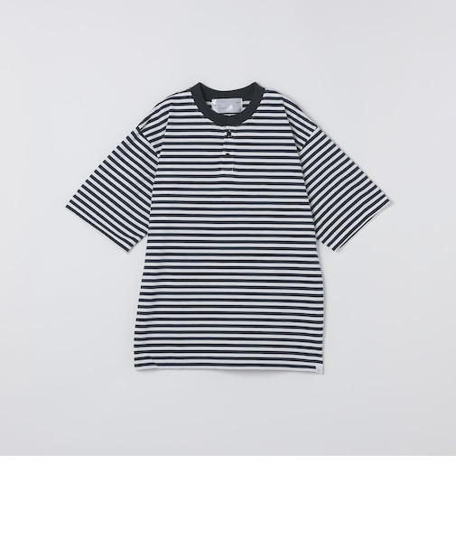 THYARD: COOLMAX(R) ボーダー ヘンリーネック Tシャツ