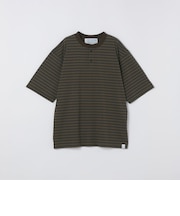 THYARD: COOLMAX(R) ボーダー ヘンリーネック Tシャツ