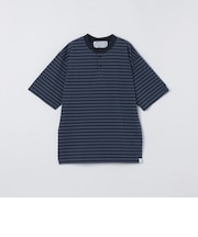 THYARD: COOLMAX(R) ボーダー ヘンリーネック Tシャツ