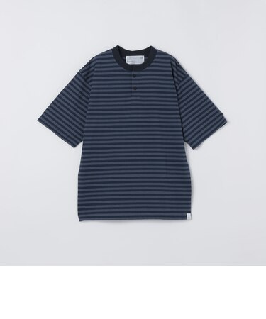 THYARD: COOLMAX(R) ボーダー ヘンリーネック Tシャツ