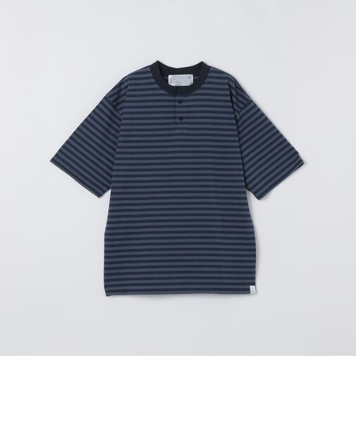 THYARD: COOLMAX(R) ボーダー ヘンリーネック Tシャツ