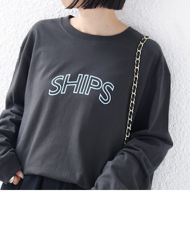 《予約》【WEB限定】 SHIPS ラウンド プリント ロゴ ロングスリーブ TEE