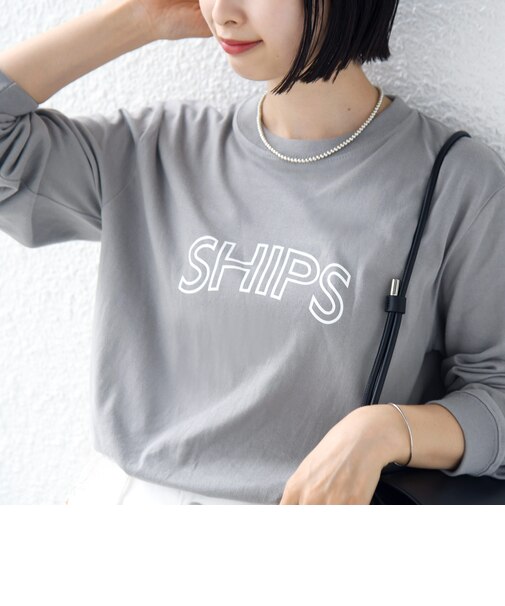 《予約》【WEB限定】 SHIPS ラウンド プリント ロゴ ロングスリーブ TEE