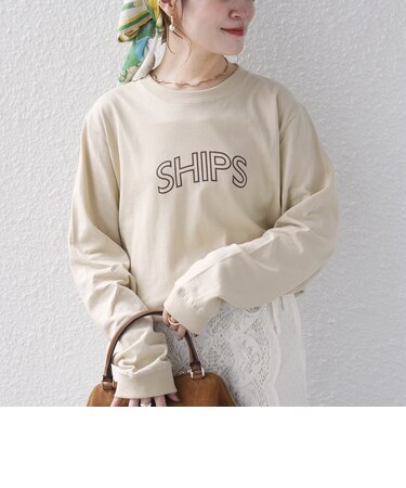 《予約》【WEB限定】 SHIPS ラウンド プリント ロゴ ロングスリーブ TEE