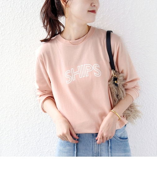 《予約》【WEB限定】 SHIPS ラウンド プリント ロゴ ロングスリーブ TEE