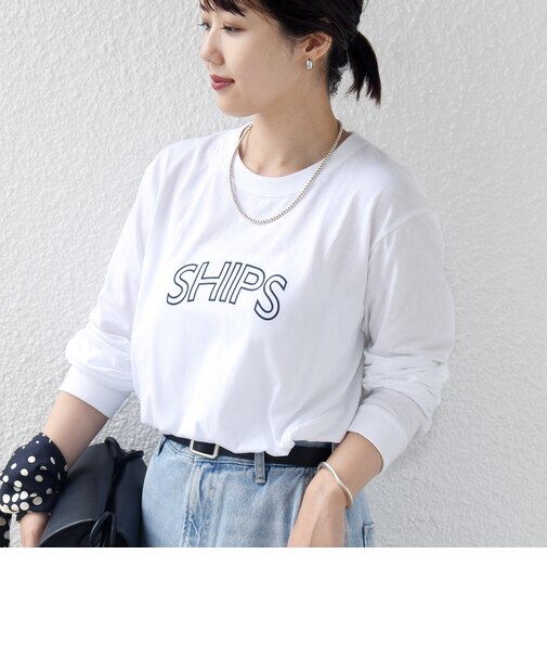 《予約》【WEB限定】 SHIPS ラウンド プリント ロゴ ロングスリーブ TEE