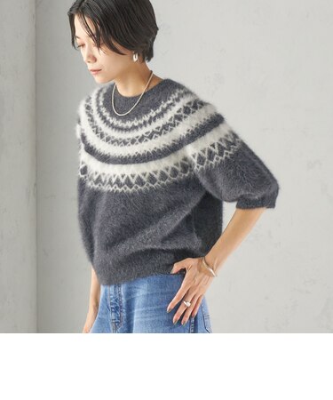 《予約》杢 フォックス カシミヤ ジャカード 半袖 プルオーバー