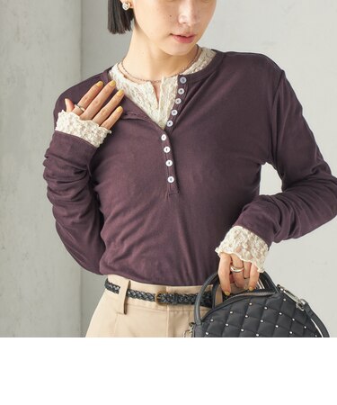 《予約》【SHIPS別注】miller:シアー ヘンリー ネック ロング スリーブ TEE 26AW
