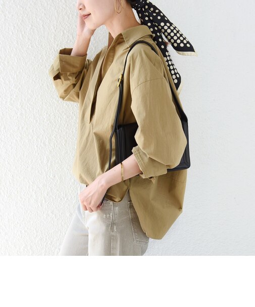 《予約》〈手洗い可能〉近江晒 サイド スリット スキッパー シャツ
