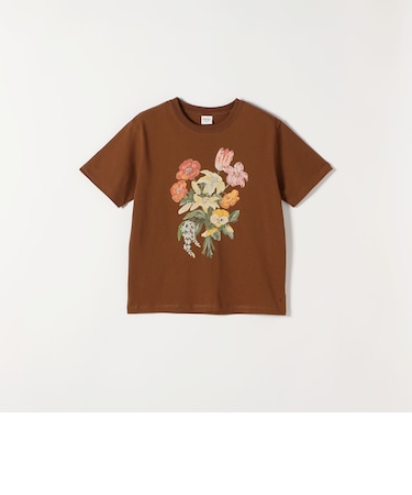 SOMETHING × TOLIGHT:〈洗濯機可能〉フラワー イラスト プリント Tシャツ