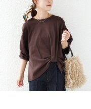 《予約》【WEB限定】〈手洗い可能〉裾 ツイスト デザイン ポンチ ロング スリーブ プルオーバー