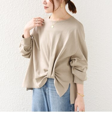 《予約》【WEB限定】〈手洗い可能〉裾 ツイスト デザイン ポンチ ロング スリーブ プルオーバー