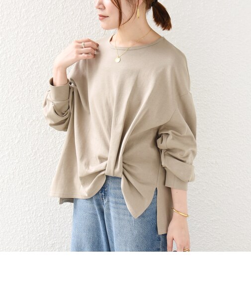 《予約》【WEB限定】〈手洗い可能〉裾 ツイスト デザイン ポンチ ロング スリーブ プルオーバー