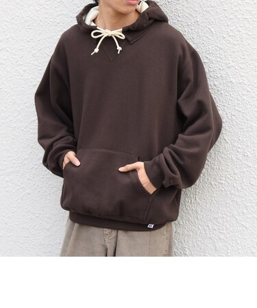 【SHIPS any別注】RUSSELL ATHLETIC: ワンポイント ロゴ 裏起毛 プルオーバー パーカー◆
