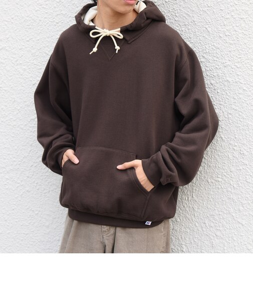 【SHIPS any別注】RUSSELL ATHLETIC: ワンポイント ロゴ 裏起毛 プルオーバー パーカー◆