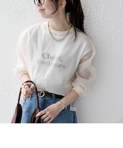 《予約》SHIPS any:〈手洗い可能〉シアー ワイド トップス  × フレンチ ロゴ TEE