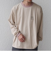 【SHIPS any別注】ohwell: ワンポイント ロゴ 刺繍 ボーダー リンガー Tシャツ(ロンT)◆