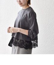 《予約》SHIPS any:〈洗濯機可能〉ジップ レース ヘム ロングスリーブ TEE