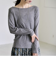 《予約》quaranciel:〈手洗い可能〉ウール ミックス シアー ボートネック プルオーバー