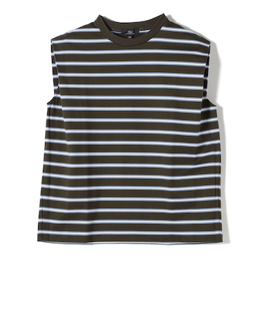 SHIPS Primary Navy Label: マルチボーダー フレンチ スリーブ プルオーバー