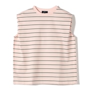 SHIPS Primary Navy Label: マルチボーダー フレンチ スリーブ プルオーバー