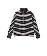 SHIPS Primary Navy Label: マルチボーダー ジップアップ プルオーバー