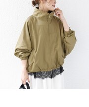 《予約》【WEB限定】〈手洗い可能〉レース ヘム スタンド ネック ギャザー ブルゾン