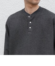 SHIPS any:〈洗濯機可能〉フクレ ジャカード リラックス ヘンリーネックTシャツ(ロンT)◆
