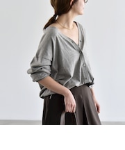 《予約》quaranciel:〈手洗い可能〉カシミヤ ミックス Vネック ドロスト カーディガン