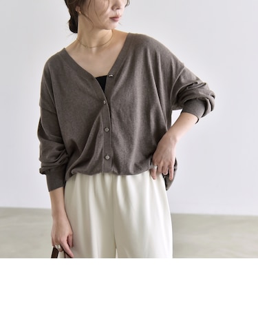 《予約》quaranciel:〈手洗い可能〉カシミヤ ミックス Vネック ドロスト カーディガン