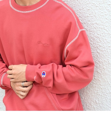 【SHIPS any別注】Champion: ワンポイント ロゴ 刺繍 ステッチ リラックス スウェット◆
