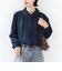 《予約》【WEB限定】〈手洗い可能〉襟 タック サテン ロング スリーブ ブラウス