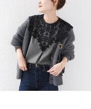 《予約》【WEB限定】〈手洗い可能〉フラワー ヨーク レース ロング スリーブ ブラウス