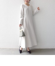 《予約》SHIPS any:〈洗濯機可能〉レースカラー ロング スリーブ ワンピース［NAVY BLUE］