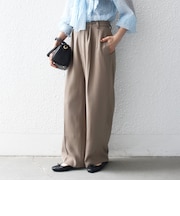 《予約》SHIPS any:〈洗濯機可能〉ウエスト ボタン 2タック セミワイド パンツ［NAVY BLUE］