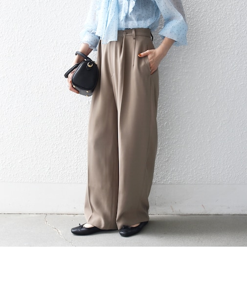 《予約》SHIPS any:〈洗濯機可能〉ウエスト ボタン 2タック セミワイド パンツ［NAVY BLUE］