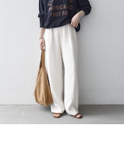 《予約》SHIPS any:〈洗濯機可能〉ウエスト ボタン 2タック セミワイド パンツ［NAVY BLUE］