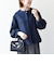 《予約》SHIPS any:〈手洗い可能〉パフ スリーブ ノーカラー ジャケット［NAVY BLUE］