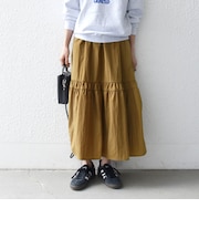 《予約》SHIPS any:〈洗濯機可能〉ウエスト リブ ギャザー スカート［NAVY BLUE］