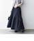 《予約》SHIPS any:〈洗濯機可能〉ウエスト リブ ギャザー スカート［NAVY BLUE］