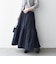 《予約》SHIPS any:〈洗濯機可能〉ウエスト リブ ギャザー スカート［NAVY BLUE］