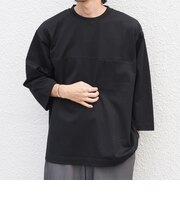SHIPS any:〈洗濯機可能〉ピマ コットン ワンポイント 刺繍 7分袖 ポケット Tシャツ◆