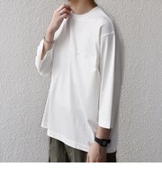 SHIPS any:〈洗濯機可能〉ピマ コットン ワンポイント 刺繍 7分袖 ポケット Tシャツ◆